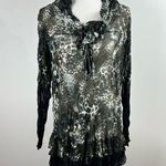 Puli Leopard Print Ruffle Tunic Dress L Sheer Boho Layered Hem Animal Print Top Brown Size L Photo 7