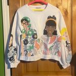 ZARA Blogger Fave Ecru Multi Girls Print Sweatshirt $59.90 EUC S Rare HTF Photo 9