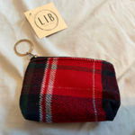 BNWT lib plaid zip coin pouch Red Photo 0