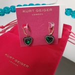 Kurt Geiger London Heart Lever Back Drop Earrings with Emerald Stone Photo 1