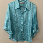 Kasper  100% Silk Blue Zebra Stripe Button Front Blouse Photo 0