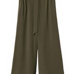 Mango Bow Culottes Ankle Pants Khaki Green XS Photo 2
