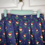 Modcloth  More Than Charming Cotton Skirt Santa Elf Print A-line Navy Blue Size M Photo 8