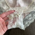 Victoria's Secret Vintage Victoria’s Secret Satin Lace Tie Front Teddy Medium Cream Pink‎ Photo 1
