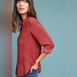 Holding Horses  x Anthropologie Red Sammie Printed Button Down Shirt Blouse‎ Sz 2 Photo 4