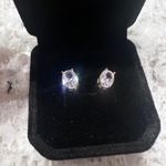 Costume Diamond Studs Gold Brackets W|Velvet Jewelry Box Silver Photo 4
