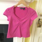 Ny&co Y2K Center Ruched Cinched Pink V-neck Top - Sz Medium Photo 7