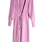 Tibi  Pink Lace Up Corset Long Sleeve Twill Midi Dress Size 10 Photo 4