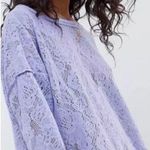 Free People  Not Cold In The Lace Lavender Purple Sweater Knit Tee Blouse Small S Photo 0