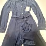 Bella Dahl  Gathered Button Front Jumpsuit in Blue Lake Small Photo 4