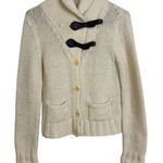Ralph Lauren Vtg  Alpaca Wool Cardigan Sweater Womens Medium Cream Leather Buckle Photo 0