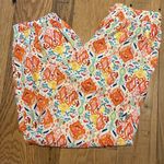 Christian Siriano Linen Blend Balloon Batik Pants Orange Aqua White Size SMALL Photo 0