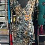 Nine West Snakeskin print fitted dress with a V-neckline and buckle details at the waist. Photo 4