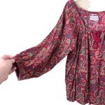 Denim & Supply Ralph Lauren Boho Red Paisley Peasant Top Size Large Photo 2