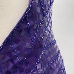 Vintage 90s Y2k Silk Beaded Sequin Gown Halter Neck Low Back Formal Prom Purple Size XS Photo 13