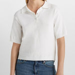 Club Monaco Boucle Polo Shirt White Preppy Minimalist Quiet Luxury Sporty Prep Photo 0