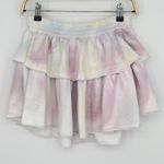 Love Shack Fancy Ruffle Mini Skirt XS Pastel Tie Dye Elastic Waist Feminine Boho Photo 2