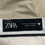 ZARA  Women's Beige High Waisted Pleated Wide Leg Trousers Dress Pants Size S Photo 3