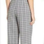 Chelsea28  V-Neck Sleeveless Navy Dark Blue Gray Checkered Jumpsuit Tie Size 12P Photo 0