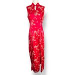 Vintage 90s All That Jazz Red Floral Brocade Cheongsam Maxi Dress Elegant Asian Photo 13