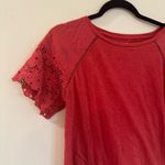 Loft  Vintage Soft Tee sz S Women's Red Short Sleeve Blouse eyelet sleeves Photo 1