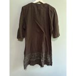 Baja Blue Swim Coverup 100% Cotton‎ Gauzy Brown Sequin Detail Size Large Beach Photo 5