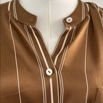 Vince  Striped 100% silk shirt, Brown with  Cream stripes, Size XL, NWT Photo 5