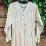 Vintage Sas'sa White Western Dress Large Midi Cowgirl Fringe Lace Conchos Photo 1