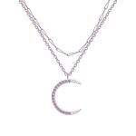 Boutique Sparkly Multilayer Moon Necklace, 16-18ā | White Gold Over 925 Sterlingā Silver Photo 0