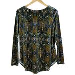 Karen Kane  Velvet Paisley Print Long Sleeve Top Black Yellow Blue Womens S Photo 3