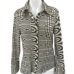ZARA NEW Black White Checkered Abstract Long Sleeve Button Down Shirt Top Size L Photo 0