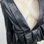 Bebe Black Faux Leather Peplum Style Jacket Photo 5