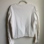 J.Crew  Embellished Cable-knit crewneck sweater with crystals (Sz L) White Photo 5