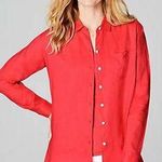 J.Jill 100% Silk Red Button Down Top Size S Photo 0