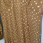 BP Dress Long Sleeve Print Knit Tan Warpy Dot Mini Casual White Neutral Photo 3