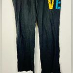 Rue 21 Women’s Black Flare Lounge Pants LOVE Colorful Graphic Size Small Photo 4
