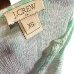 J.Crew Crinkle Tunic Top Size XS Green White V Neck BOHO Coastal Beach Photo 4