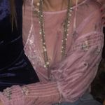 ZARA Pink Ballon Long Sleeve Floral Sheer Top Size Medium Photo 2