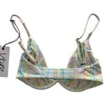 VDM Revolve Isla White Pastel Plaid Print Underwire Swimwear Bikini Top Sm Photo 3