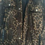 Free People Leopard Print Faux Fur Leather Trim Oversized Jacket Size XS Photo 5