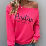 Lavishly Paris Nwt,  Hot Pink POSITIVE VIBRS Drop Shoulder Sweatshirt. Photo 10
