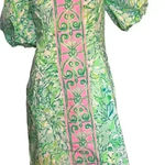 Lilly Pulitzer  Daniela Floral Resort Aqua Hopelessly Puff Sleeve Dress S 4 Photo 4
