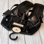 BCBGeneration LIMA Glossy Black Bow Flat Sandals Sz 7 NWT Photo 0