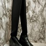 ZARA Womens Sz 36 US 6 Black Stretch Knee High Boots Lug Bottom Wide Shaft Moto Photo 1