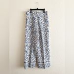 ZARA  Wide Leg Paisley Print Pants Linen Blend Blue White M Photo 11
