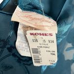 Vintage Angelique Women's L Satin Slip Dress Teal Blue Floral Chemise Lingerie Size L Photo 5