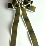 Anthropologie • Olive Green/White Clubhouse Trimmed Bow Barrette Photo 0