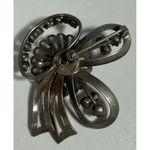 VTG Silver Tone Blue Clear Rhinestone Pin Bow Ribbon Costume Fashion Jewelry Photo 1