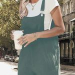 Denim Style Cotton Linen Wide Leg Shorts Romper size 12/14 Green Photo 2