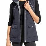 Athleta Teton Navy Quilted Hooded Zip Front Utility Vest Women's Size XS Photo 2